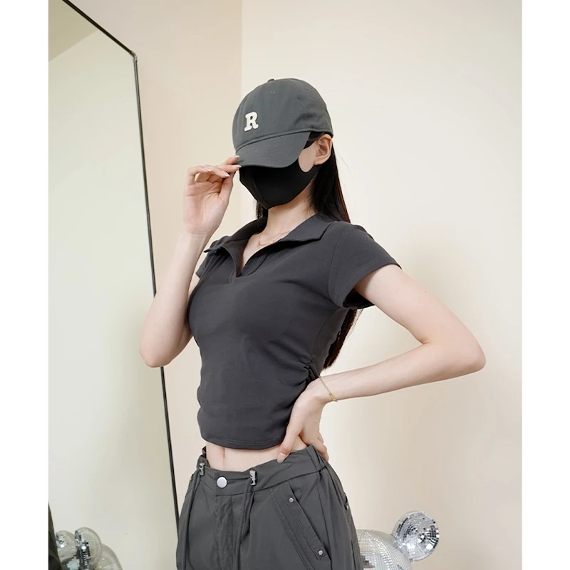 2025夏季新款时尚设计感短袖T恤女百搭修身显瘦ins紧身气质上衣