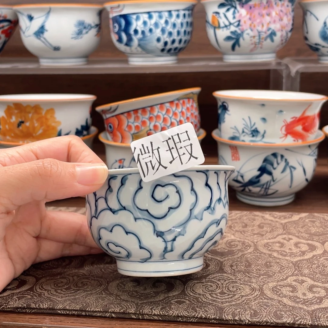 釉下手绘茶具微瑕