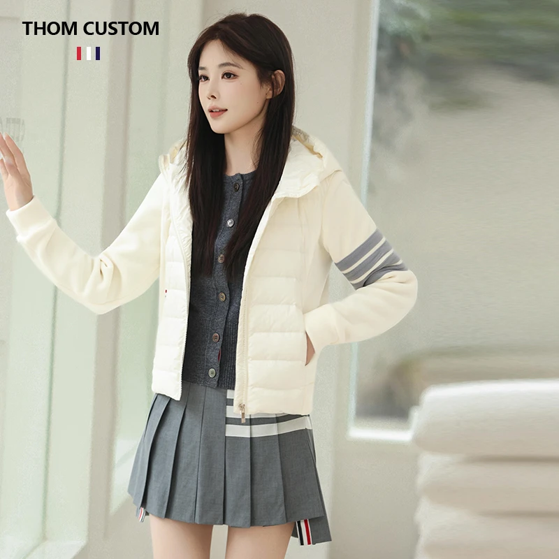 2025T家秋冬新款拼接羽绒服女款韩系连帽保暖显瘦白鸭绒外套休闲