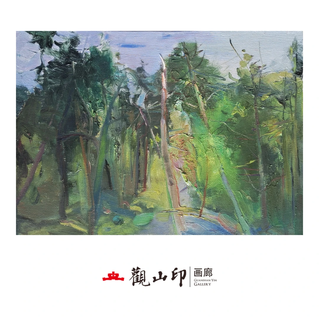 L原创手绘风景油画46x33cm丛林作品6213