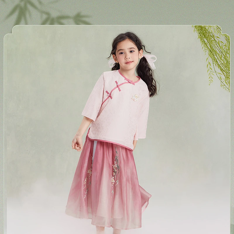 DEESHA/笛莎观山见联名25夏季新款优雅绣花舒适国风套-R3252T303