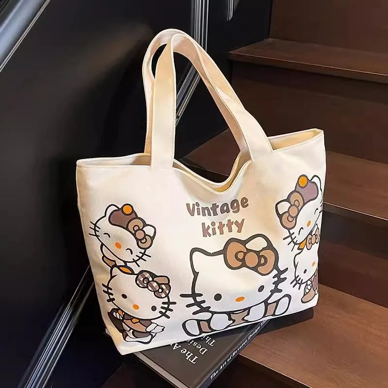 卡通KT帆布包包女大容量通勤托特包2025春夏可爱猫咪手提袋