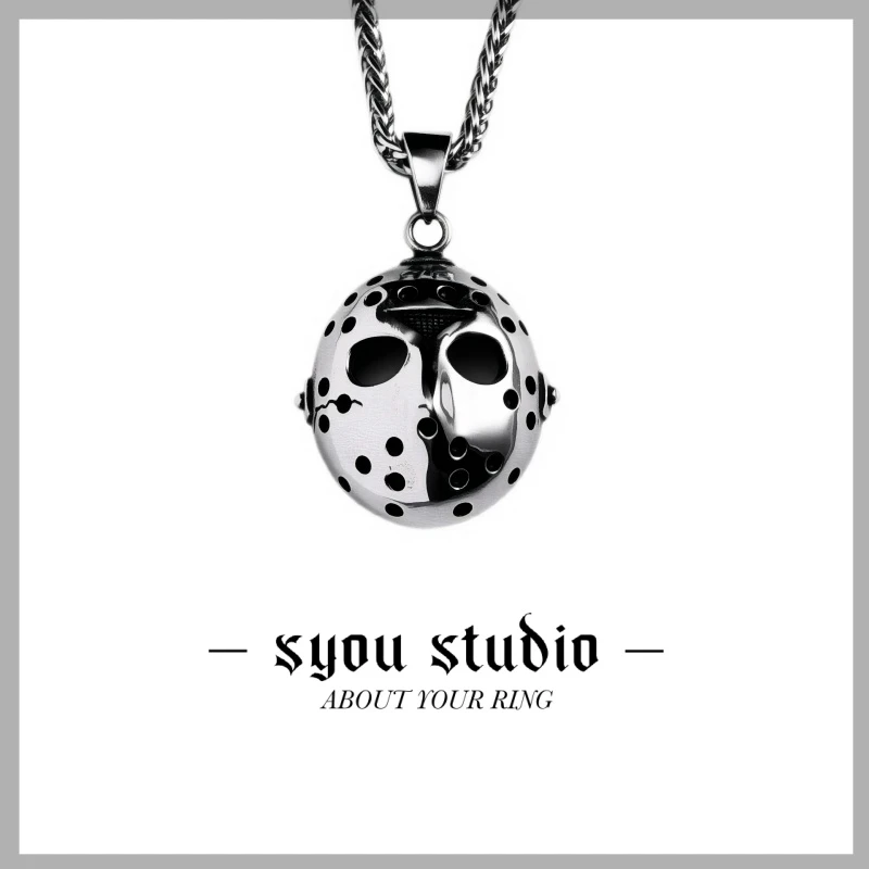 钛钢吊坠 杰森面具吊坠情侣不掉色欧美复古坠链小众设计项链哥特