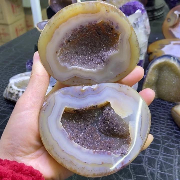 水晶未镶嵌珠宝半成品红彩软盆