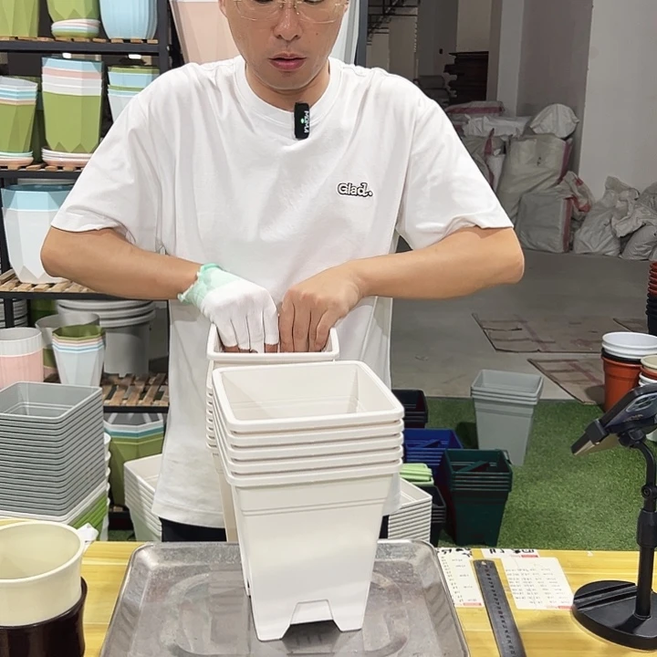 微瑕方盆口16高18白色6只无托