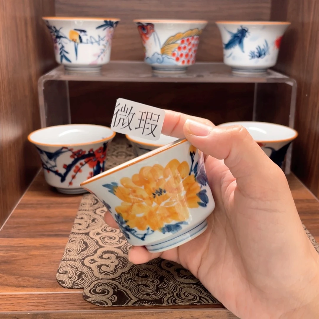 釉下手绘茶具微瑕