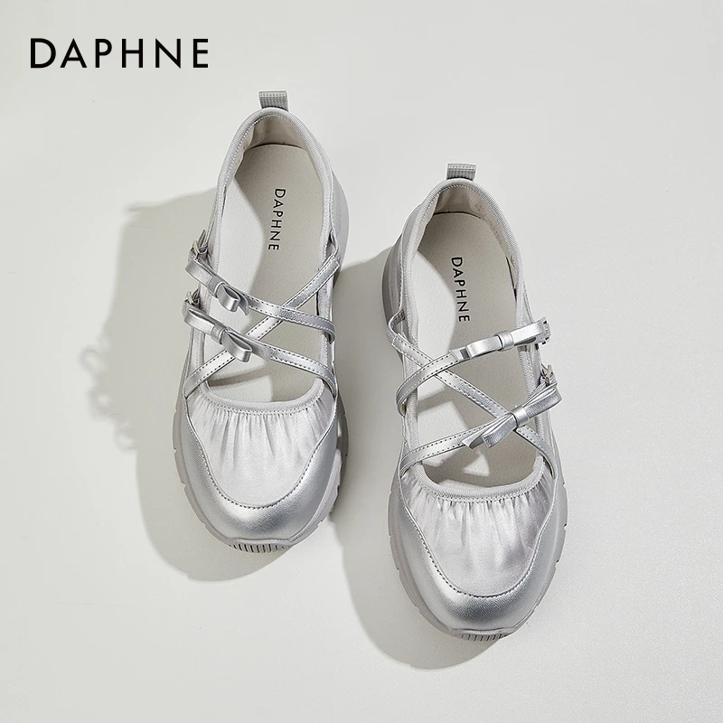 达芙妮厚底浅口休闲鞋女夏季新款运动风舒适透气松糕增高老爹鞋