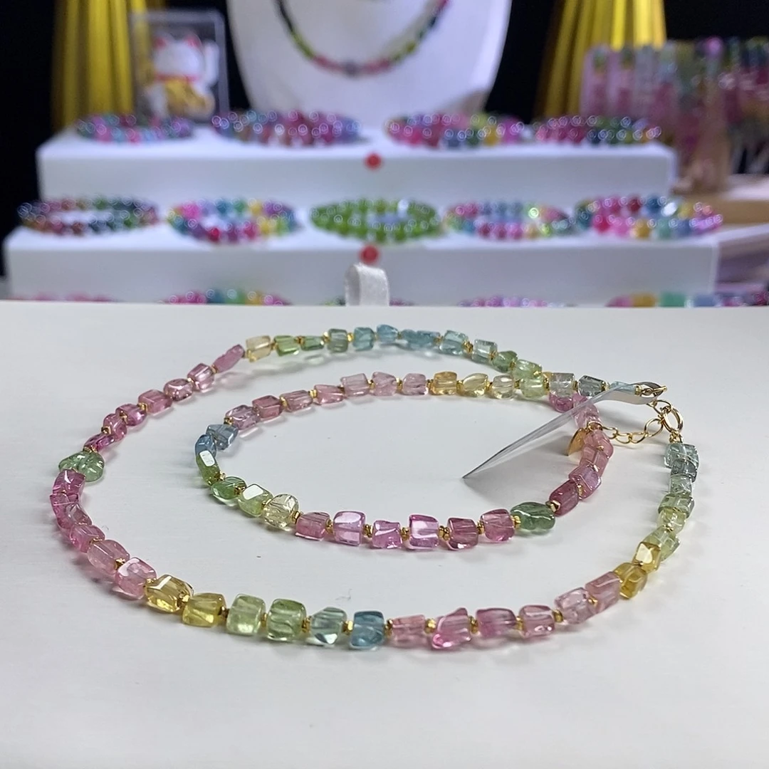 未镶嵌手链碧玺方糖锁骨链