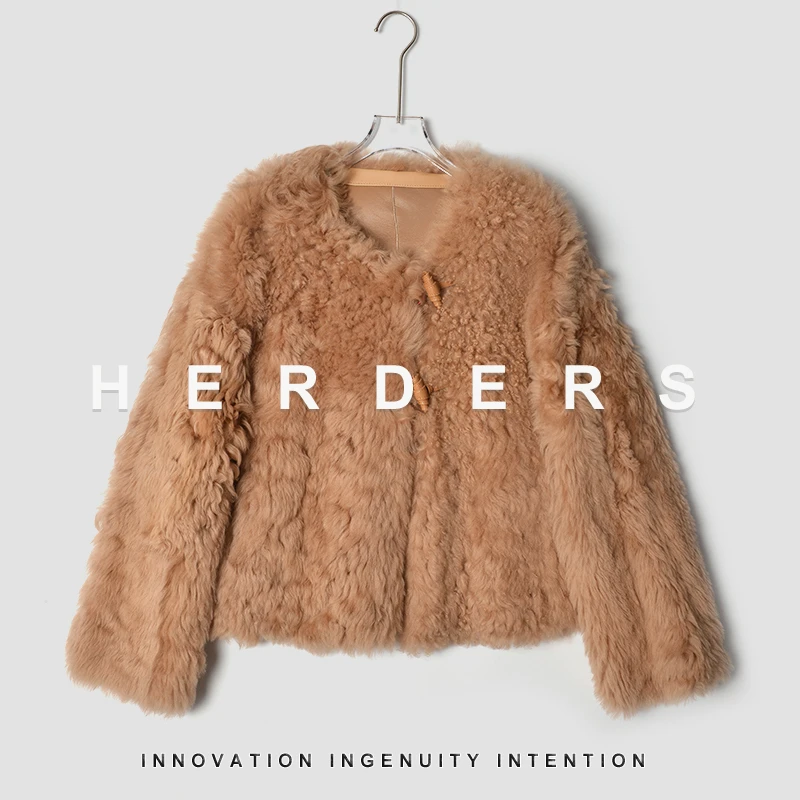 HERDERS 卡其色天然皮草外套236883