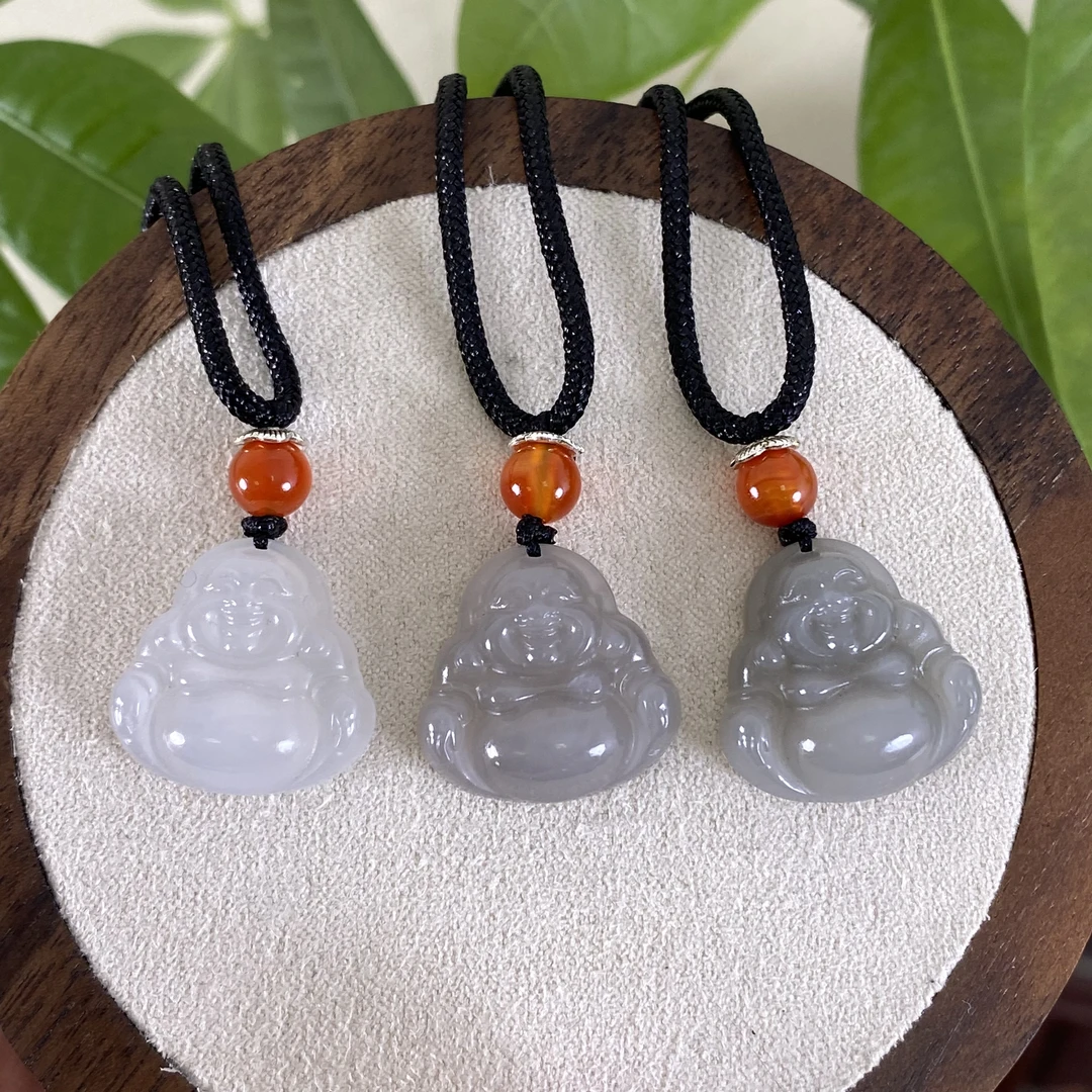 和田玉烟紫小佛公20mm吊坠 适合小孩佩戴  精致