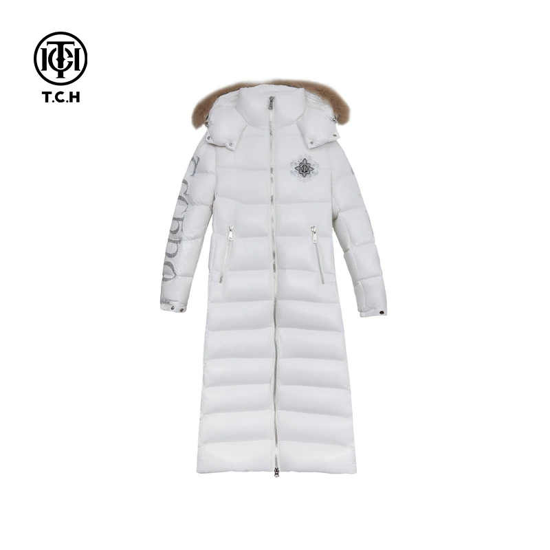 TCH服饰店播-潮牌轻奢长款字母烫钻羽绒服外套T72D198011