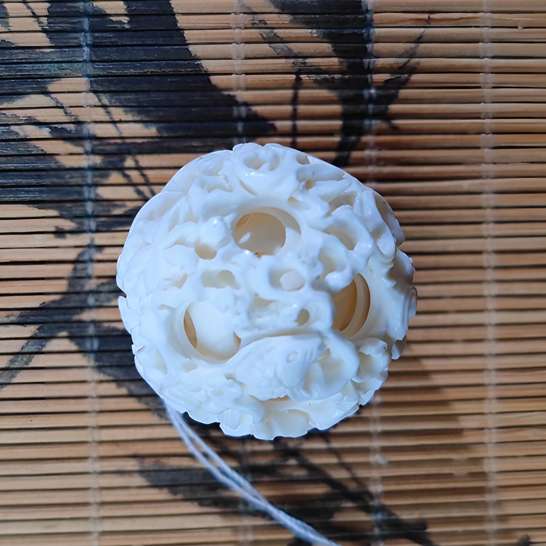 松山 天然猛犸牙 鲤鱼鬼工球 支持复检