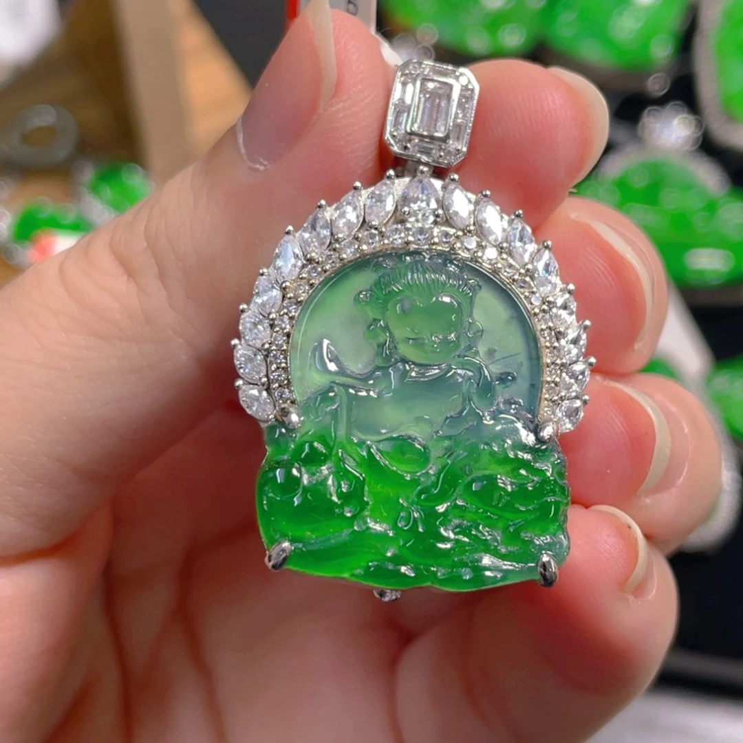 翡翠银S925镶嵌吊坠(不含链)