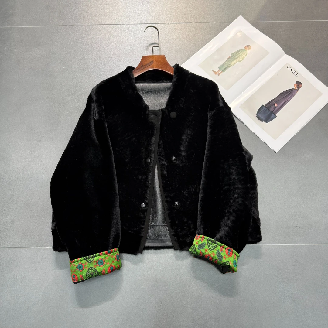 2025新款新中式皮毛一体女款百搭皮毛一体保暖皮衣外套