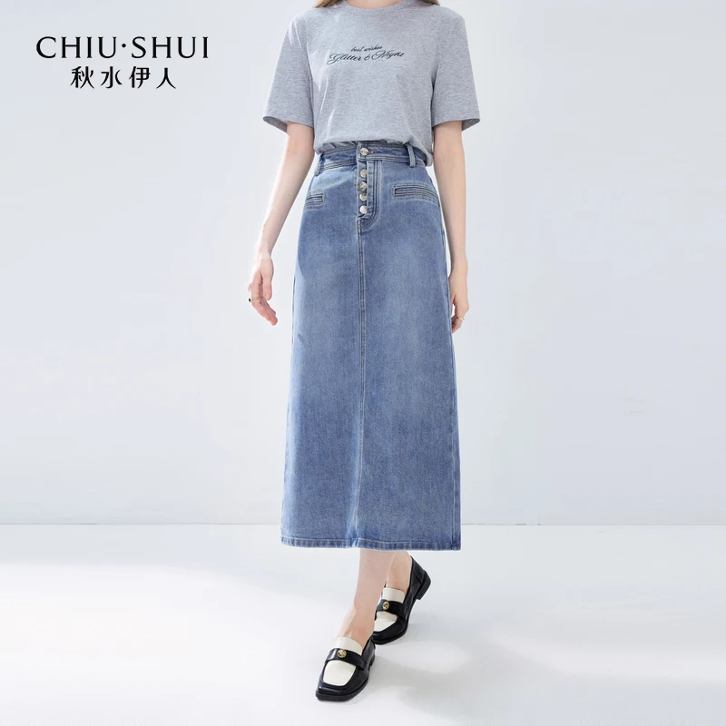 【小春子】秋水伊人牛仔半身裙秋季百搭中长裙624307B170028