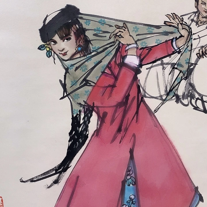 竖款精品国画作品轴