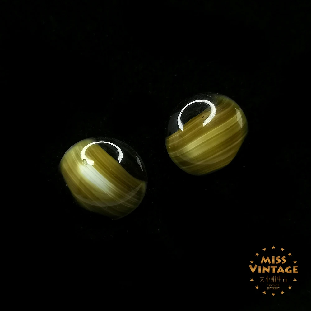 橄榄绿琉璃耳夹[2502041-005]