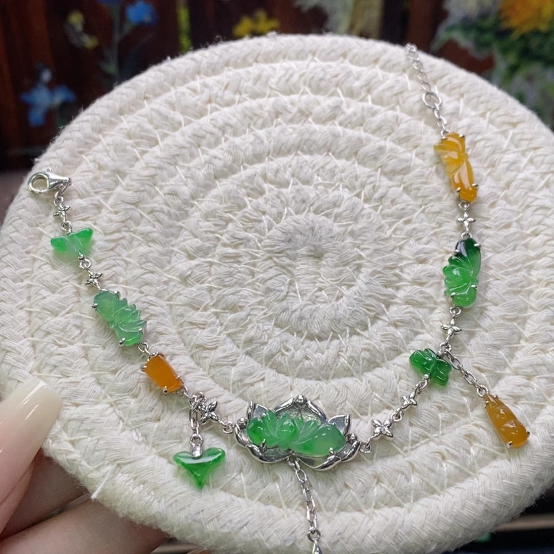 翡翠银S925镶嵌颈饰15024