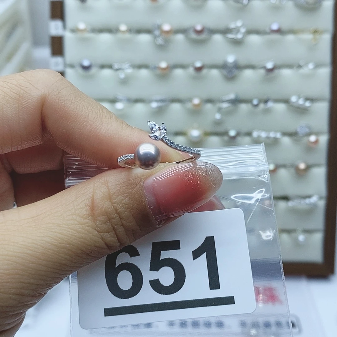 淡水珍珠戒指银S925镶嵌乐*?651