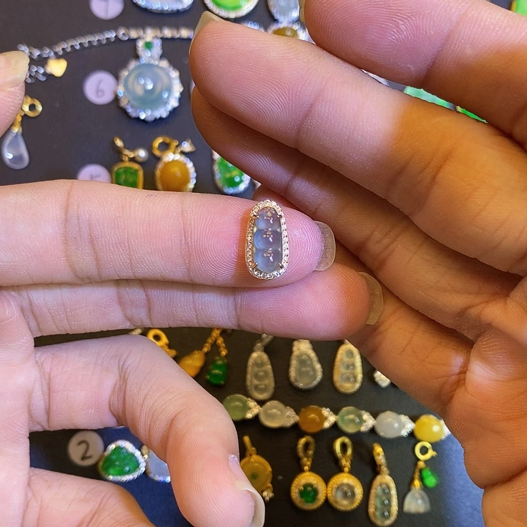 吊坠(不含链)银S925镶嵌翡翠