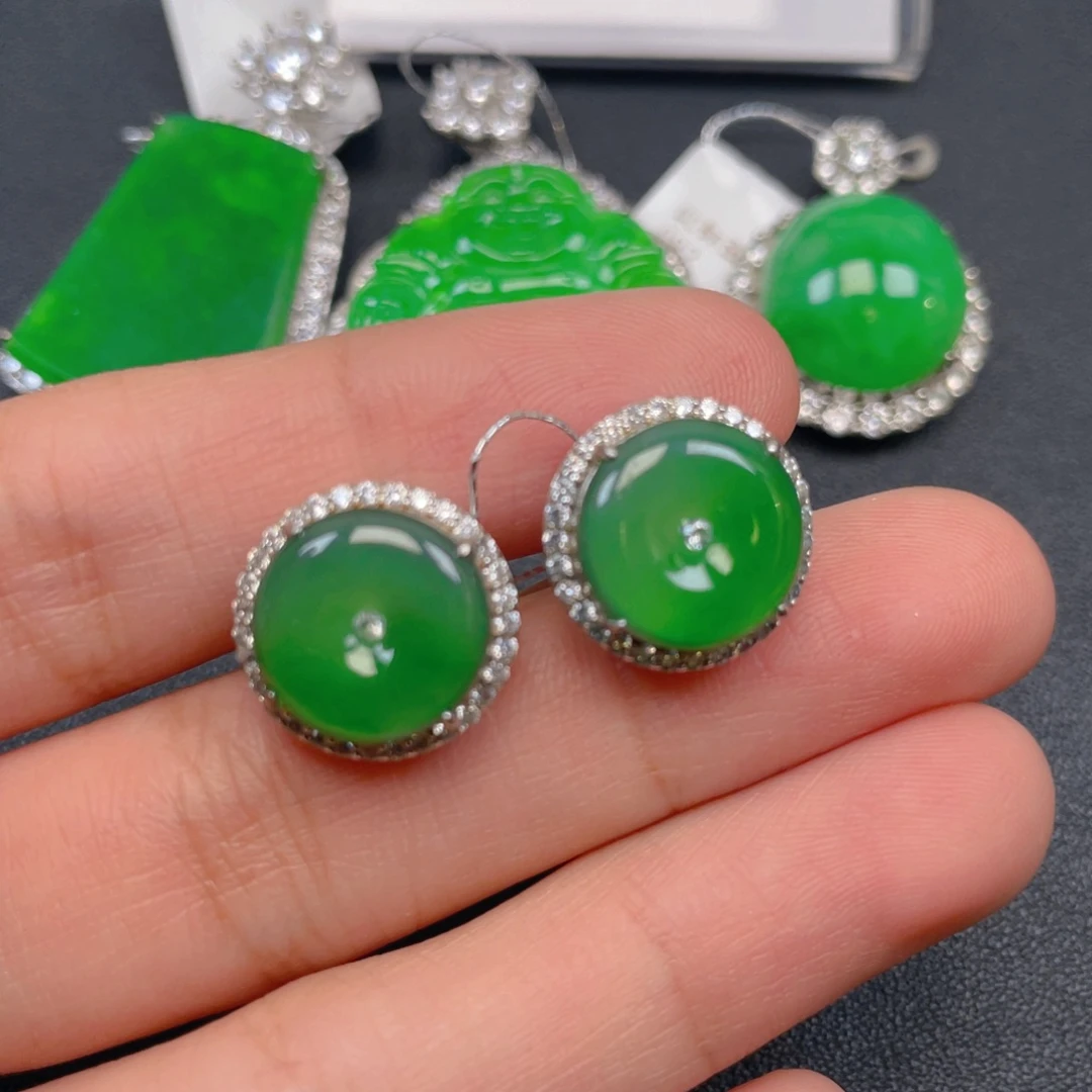 吊坠(不含链)银S925镶嵌翡翠