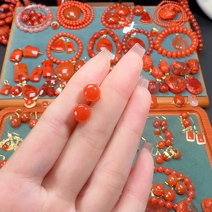 南红玛瑙银S925镶嵌8+