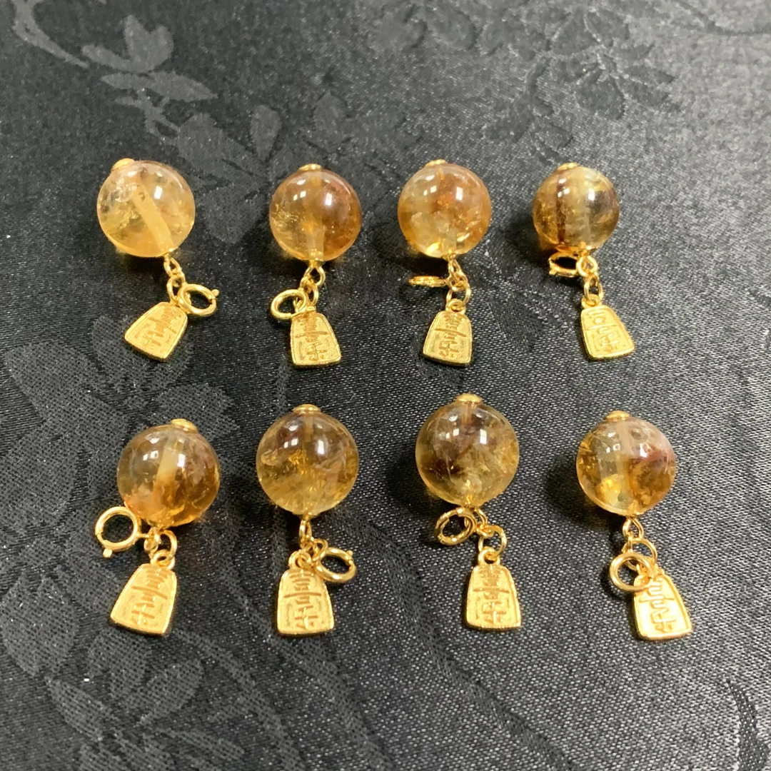 「戴琴珠宝」DQ3530-银镶黄塔晶11mm左右喜乐吊坠（多样性发其一）