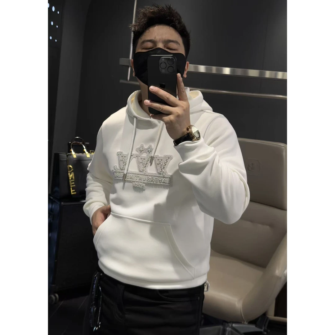 【马哥严选】2025秋季新款高端潮流男士时尚拼接针织连帽卫衣