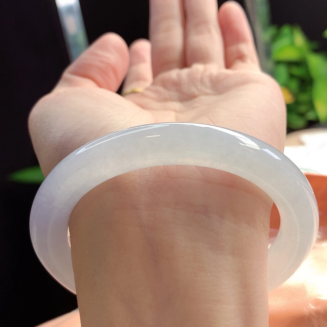 未镶嵌手镯翡翠58-59圈口白冰时尚百搭老冰棍儿6号