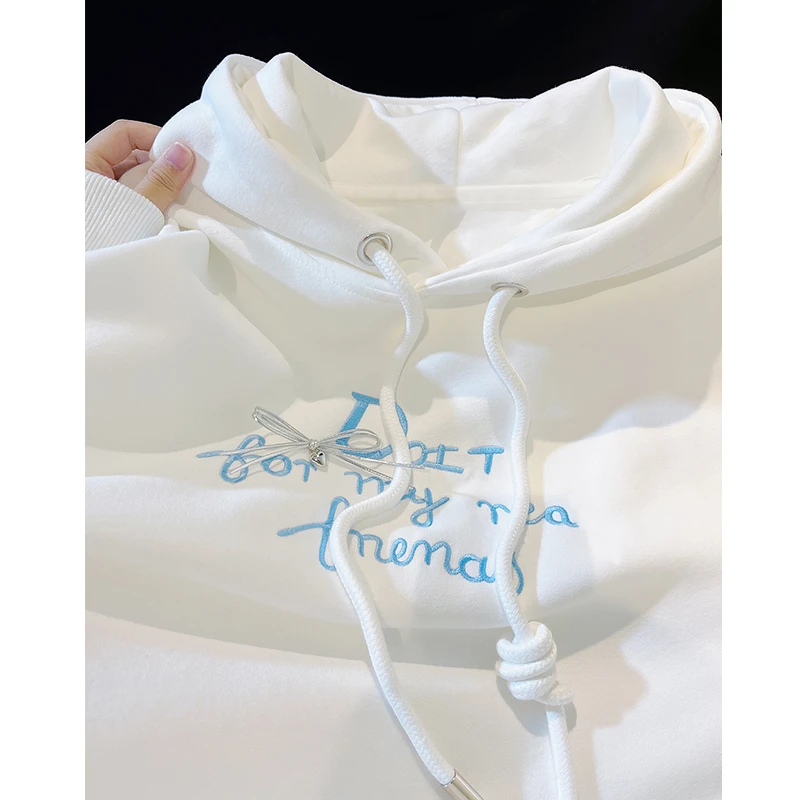 欧货oversize大版刺绣字母休闲卫衣女秋冬时尚中长款百搭显瘦外套