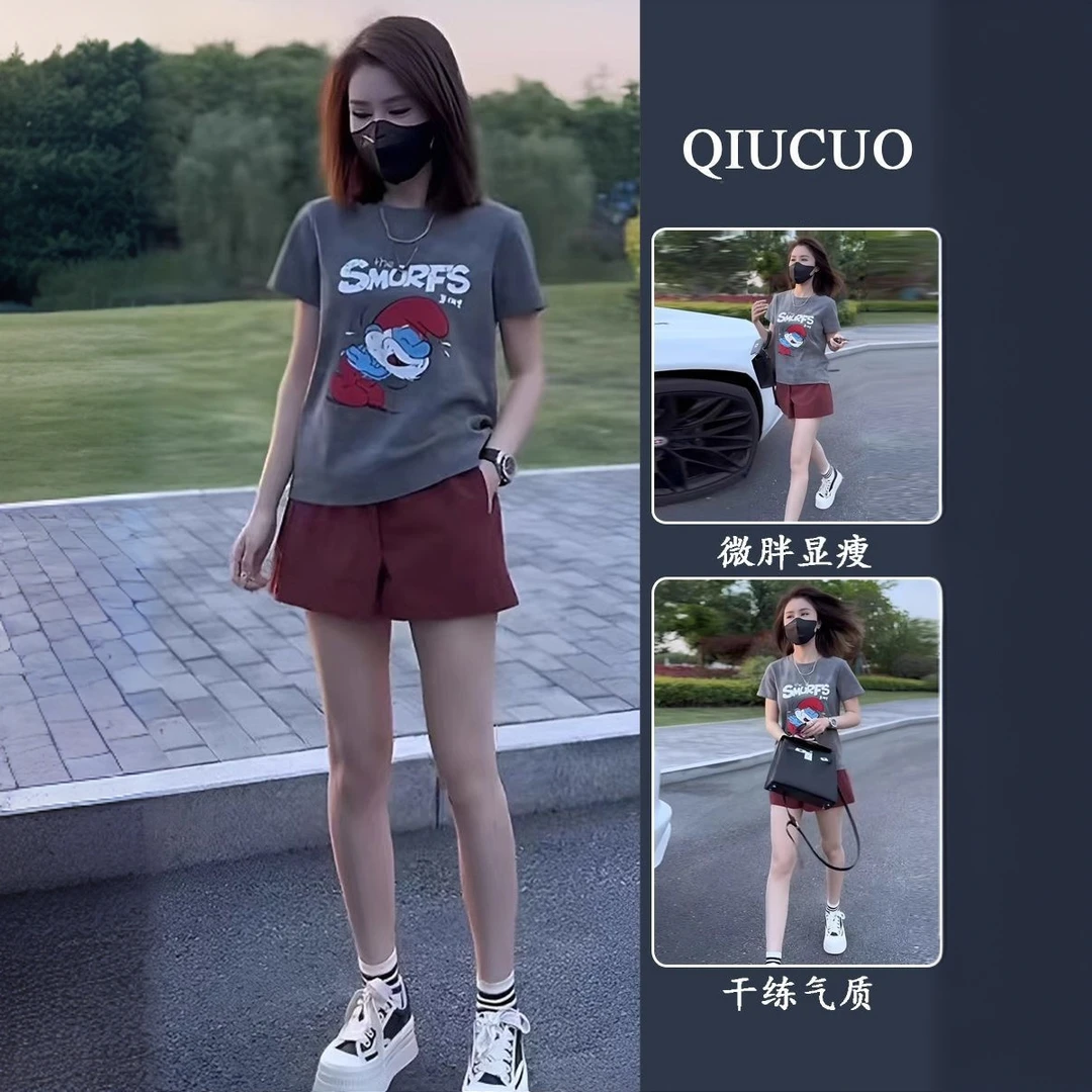 夏装搭配一整套2025网红爆款套装小个子时尚显瘦上衣短裤两件套女