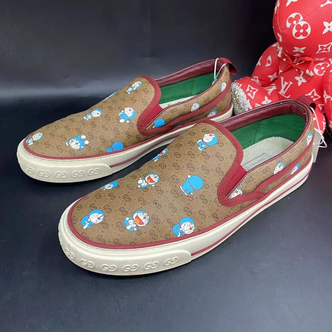 95新 GUCCI/古驰 棕老花叮当猫舒适1977时尚一脚蹬41欧码cat811