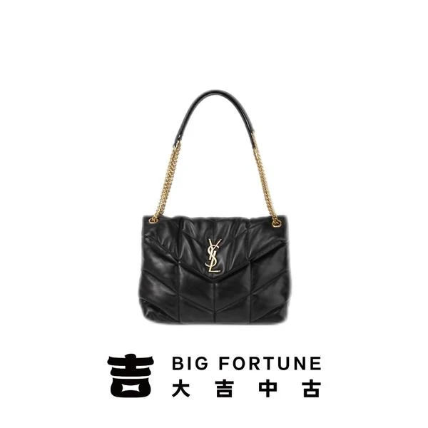 大吉中古/Ysl圣罗兰黑金puffer泡芙云朵中号单肩包