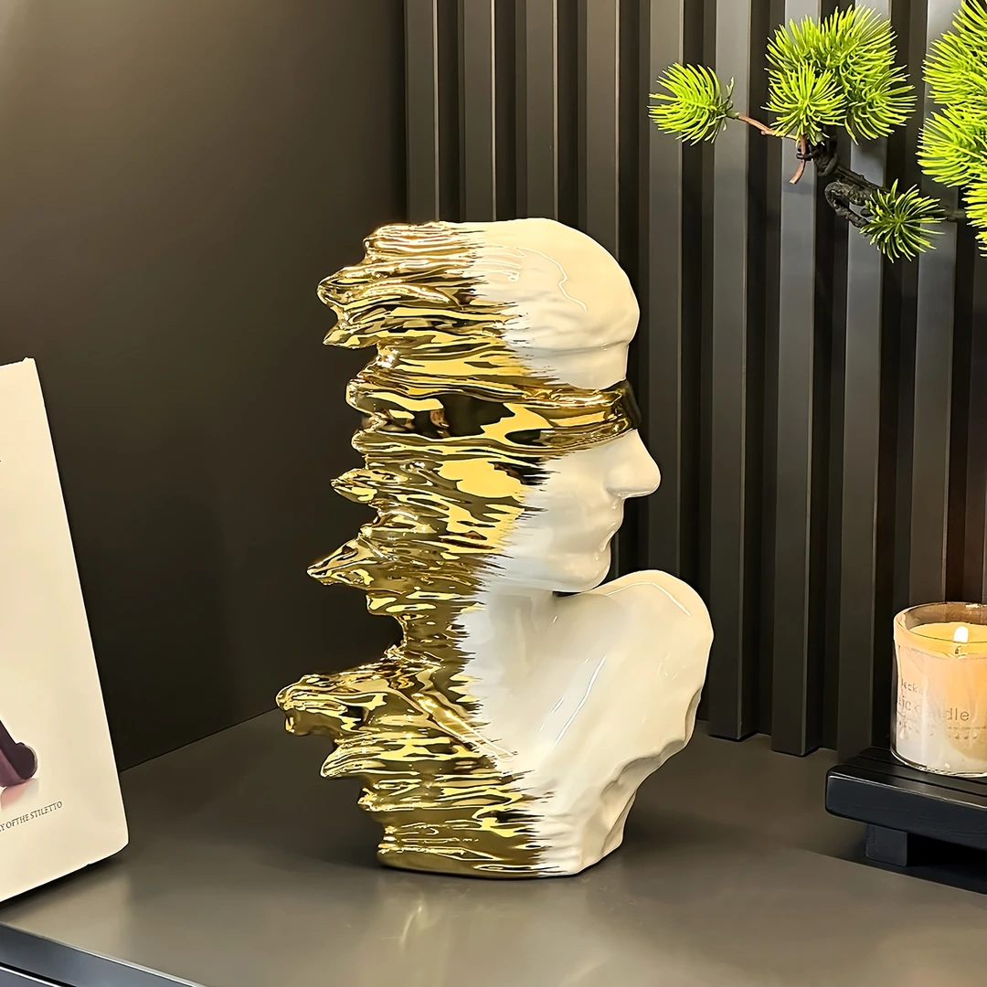 创意轻奢艺术感人物陶瓷摆件家用客厅办公室酒柜卧室家居高档摆件