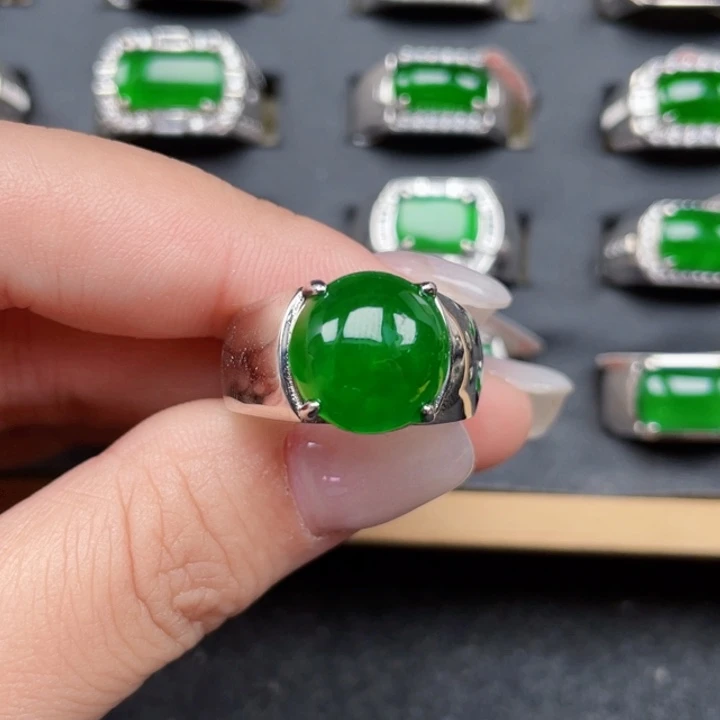 翡翠银S925镶嵌戒指没有运费险3771