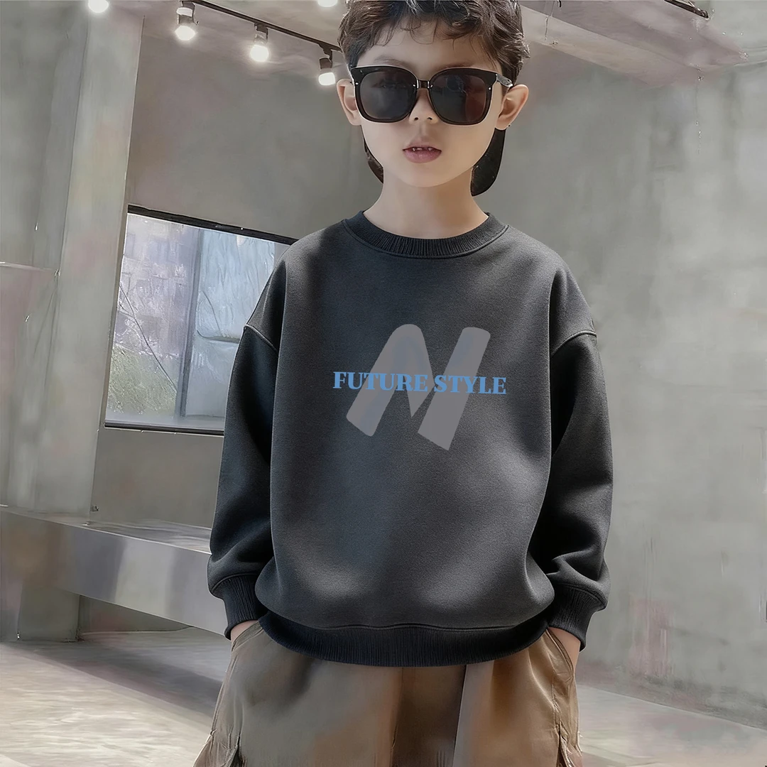 儿童装男童卫衣春秋款2025新款帅气炸街男孩中大童秋冬款加绒加厚