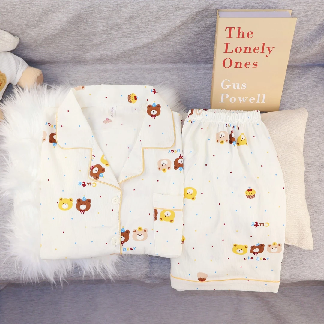 夏季新款云朵棉睡衣女短袖短裤可爱甜美卡通家居服套装薄款可外穿