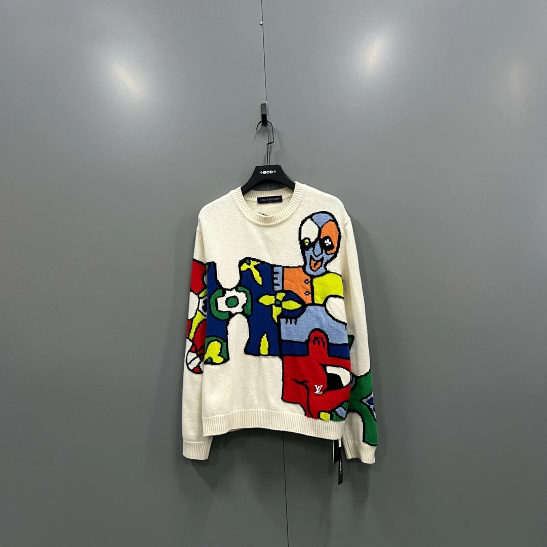 99新 LouisVuitton/路易威登 (ll) 卡通提花针织衫 XL码/017472