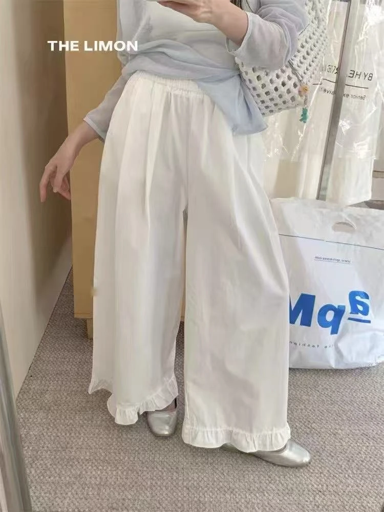 【冯七七】2025夏季新款木耳花边阔腿裤99559