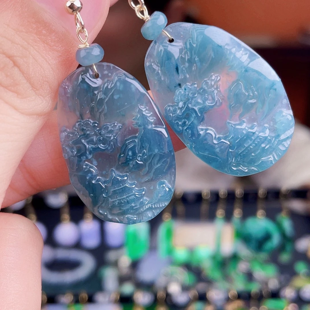 翡翠未镶嵌耳饰饰品