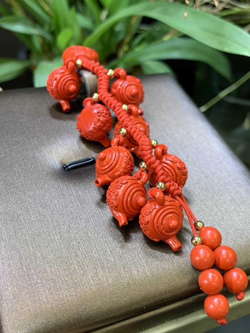 天然朱砂福葫芦挂件