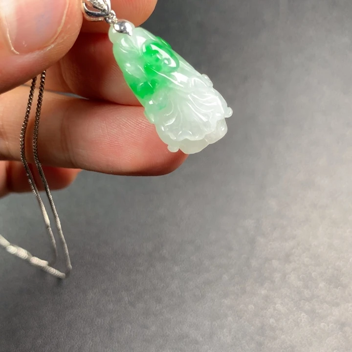 翡翠18K金镶嵌吊坠(不含链)惊喜