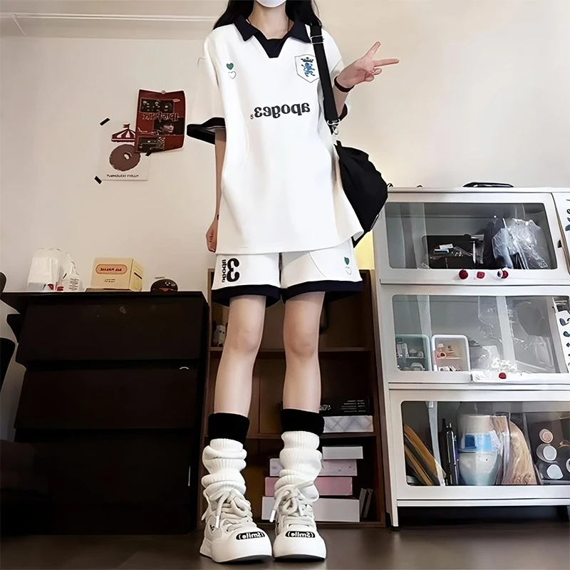 女童短裤套装夏装2025新款儿童夏季休闲装女孩POLO衫短裤两件套