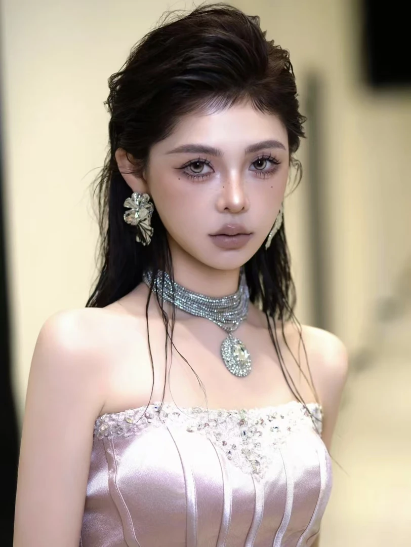 合金仿水晶项链 南一NANYI新款韩子康康彭彭老师同款水钻礼服颈链