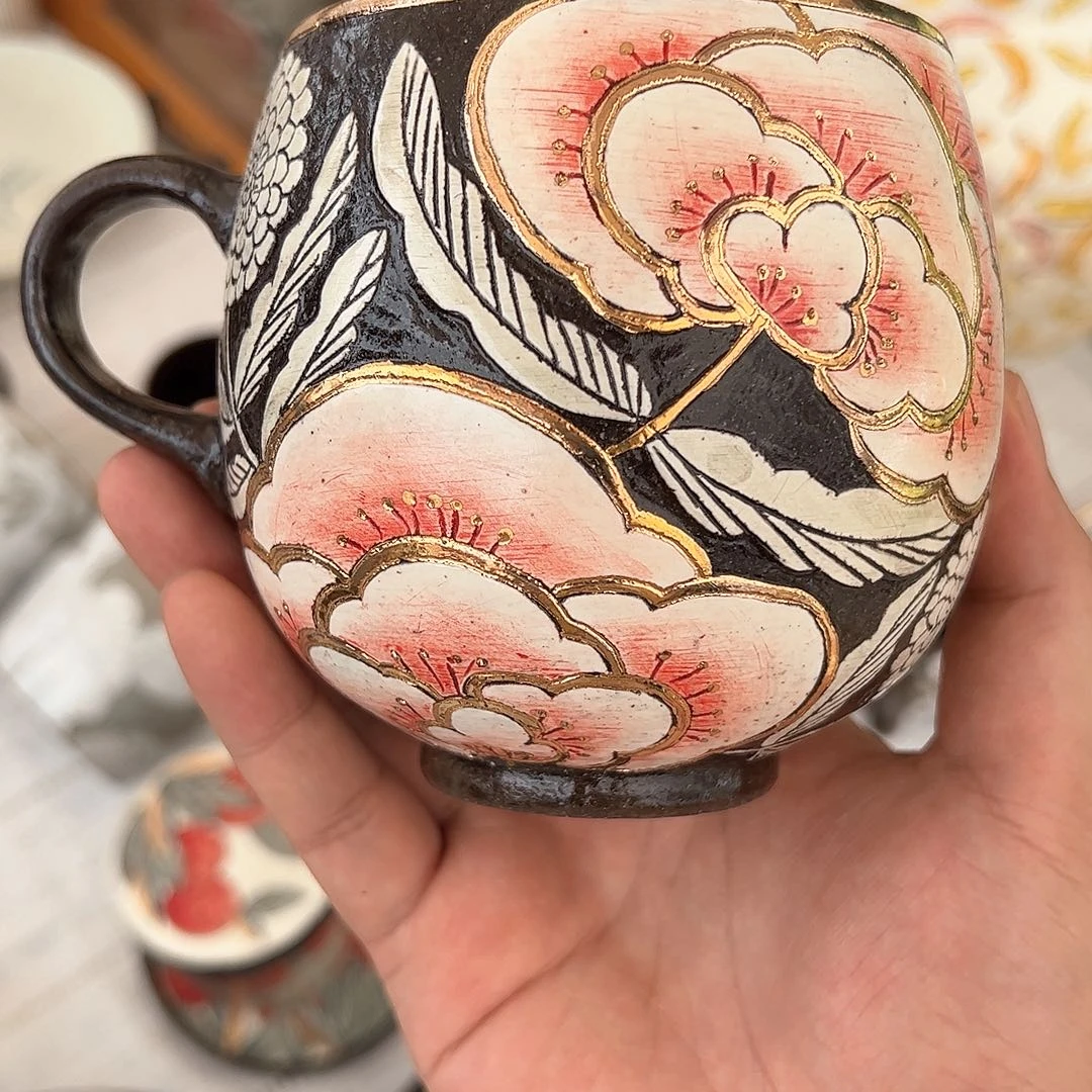 紫*o景德镇手工制作瓷杯