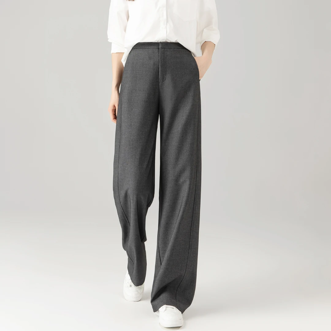 西装阔腿裤女2025新款春秋气质灰色西裤垂坠感高级感显瘦直筒长裤