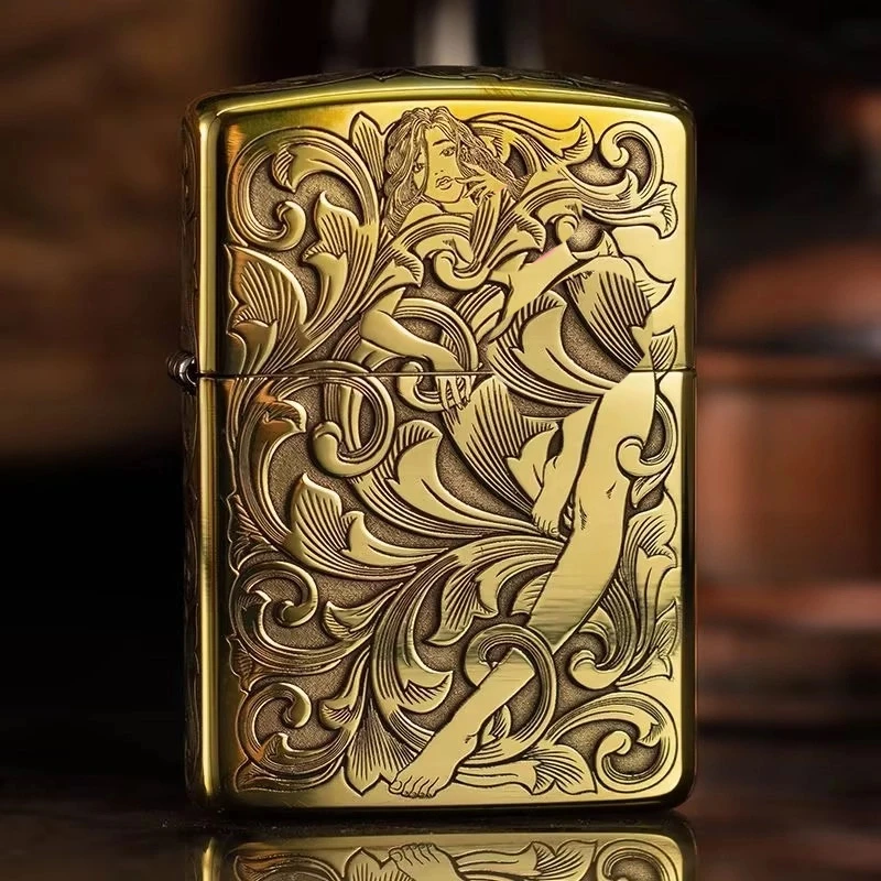 ZIPPO打火机正品-唐草仙子带骷髅黄铜盔甲【凯亚】DYJ1