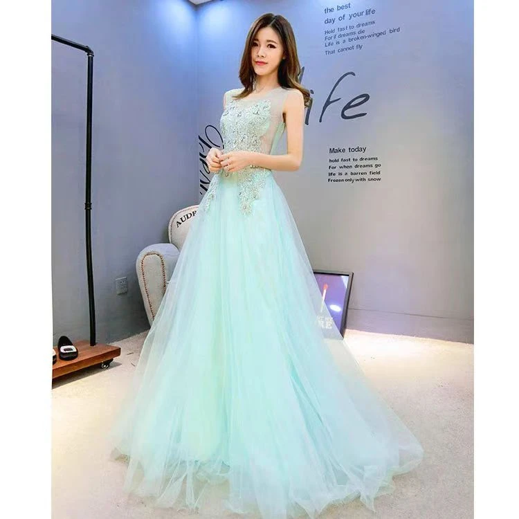 【蓓芙莉】蒂芙尼蓝新款毕业典礼长款宴会年会主持人艺考聚会晚礼服