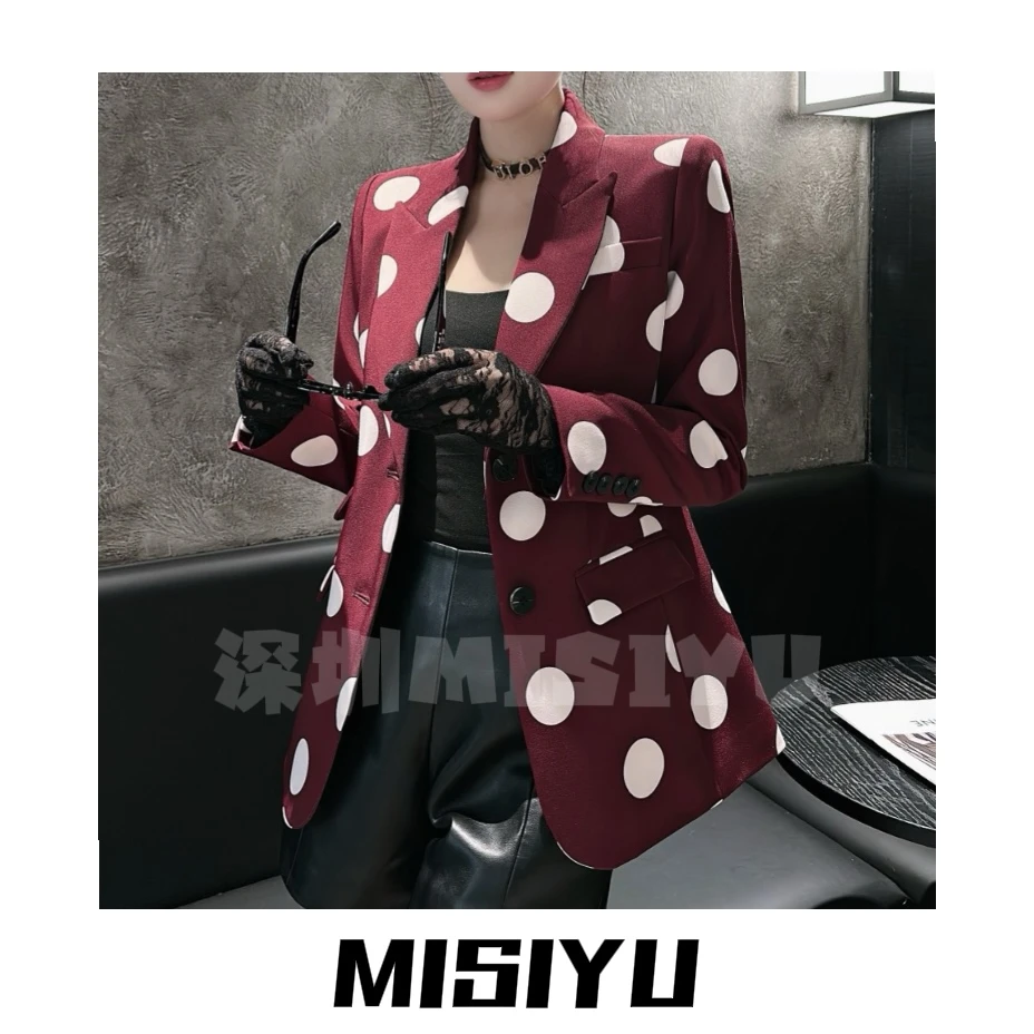 【K姐高定女装】 波点印花 2024新品 轻奢气质显瘦西装外套JP23B185
