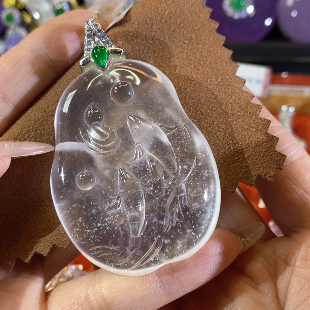 一****石英质玉银S925镶嵌颈饰